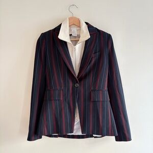 Veronica Beard // Carter Cutaway Striped Navy Blazer
